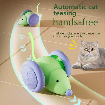 Interactive Cat Toy – Smart Electric Mouse Car with Obstacle Avoidance | Silent Automatic Teaser for Indoor Cats