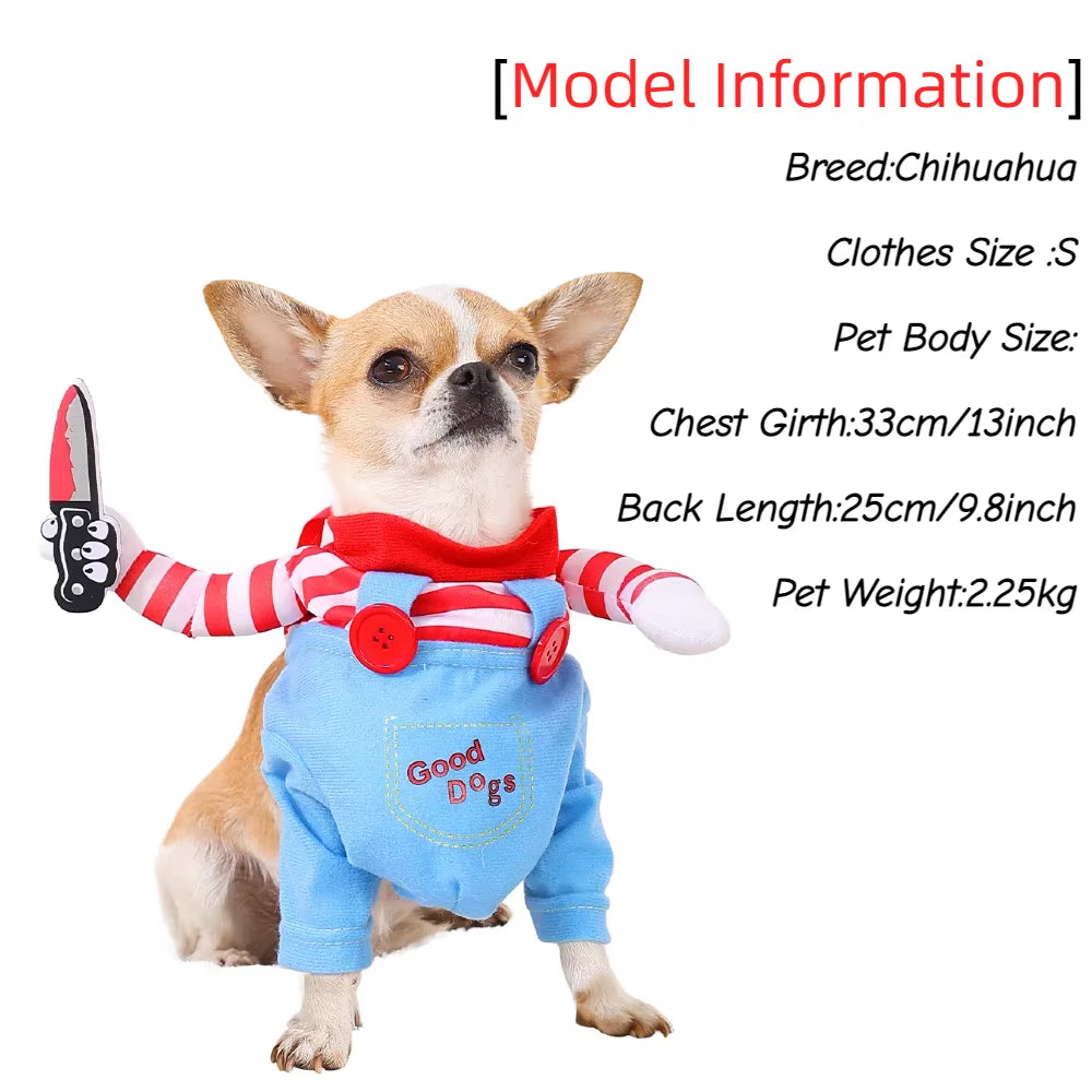 Humorous Cosplay Costume for Dogs and Cats - Halloween Party Apparel for Small to Medium Breeds, Including Yorkshire Terriers and Chihuahuas