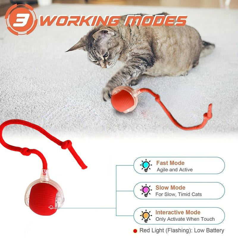 Interactive Cat Toy Ball, Fast Rolling Cat Toy, Cat Teaser Toy, Pet Entertainment Supplies, Pet Interactive Toy, Cat Teething Toy