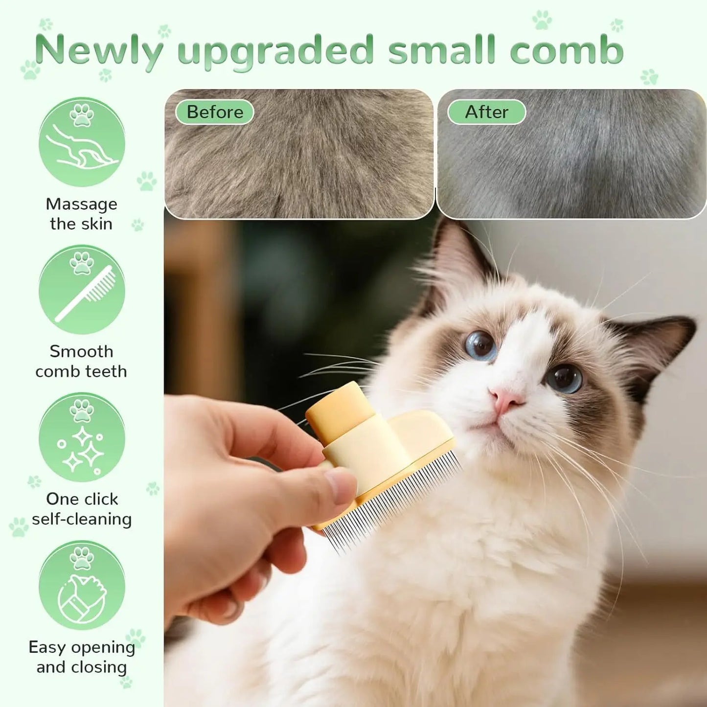 1/2PCS Pet Brush Dog Cat Fur Flash Brush for Long Short Hair Self-Cleaning Pet Comb for Removes Knots and Loose Hair Animal Comb