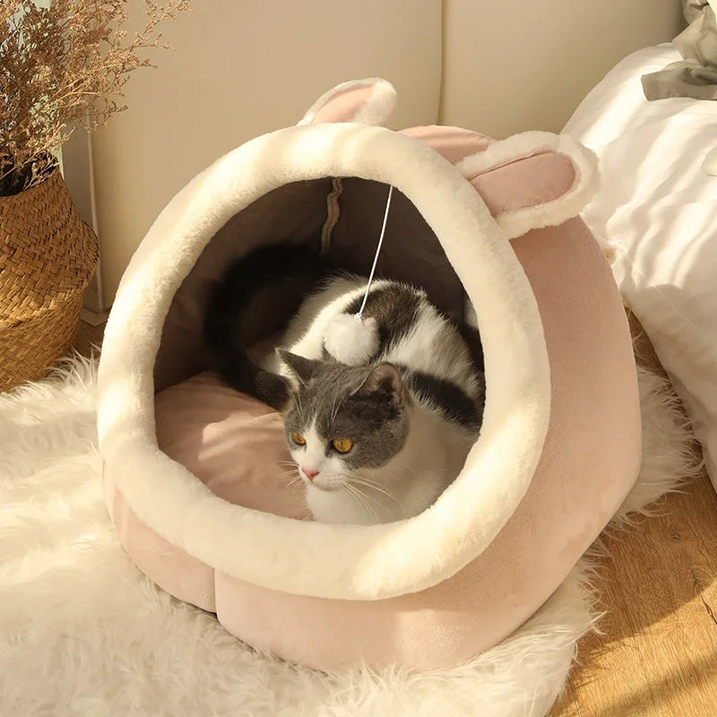 Cozy & Charming Deep Sleep Cat Bed - Foldable, Removable, and Washable Sleeping Mat for Your Feline Friends