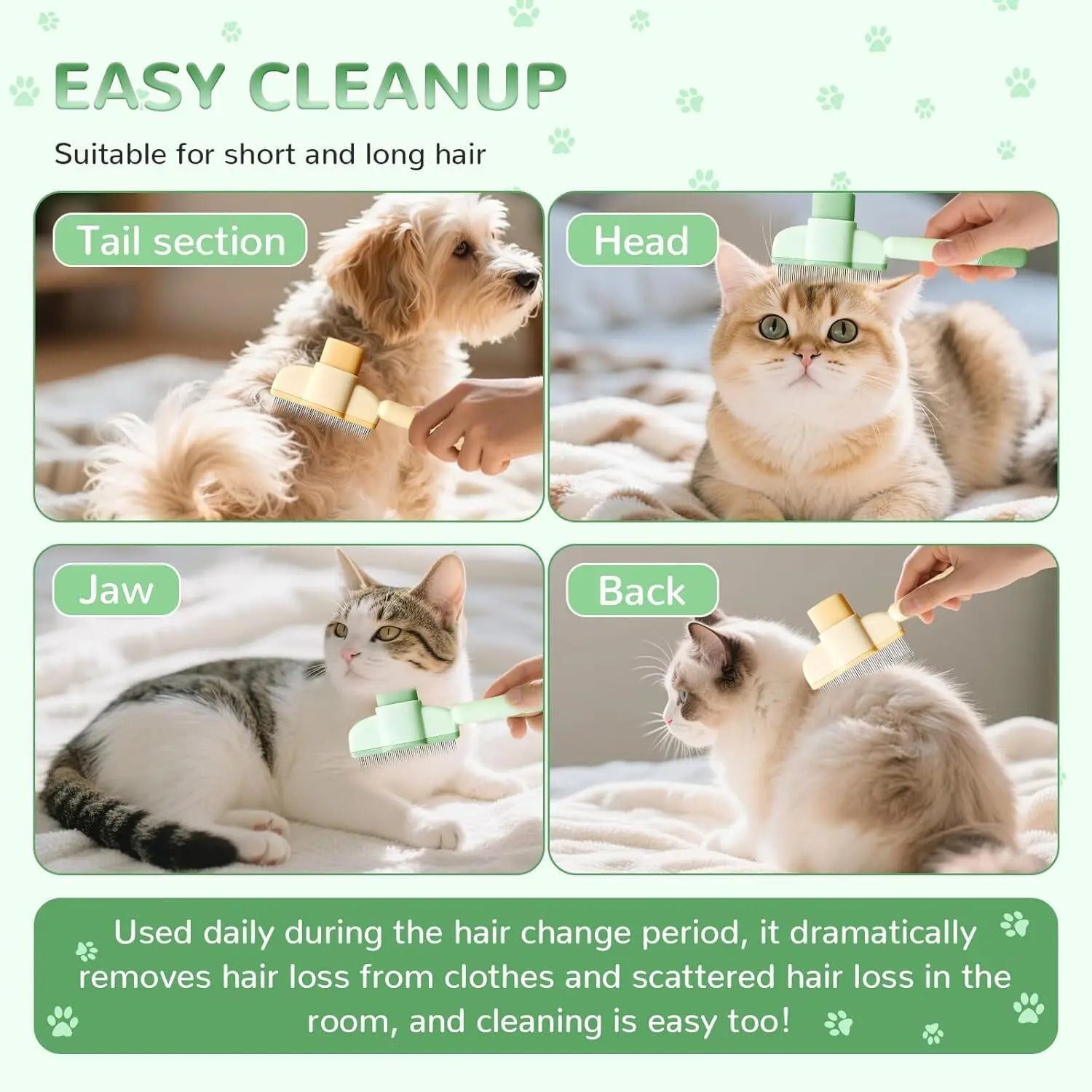 1/2PCS Pet Brush Dog Cat Fur Flash Brush for Long Short Hair Self-Cleaning Pet Comb for Removes Knots and Loose Hair Animal Comb