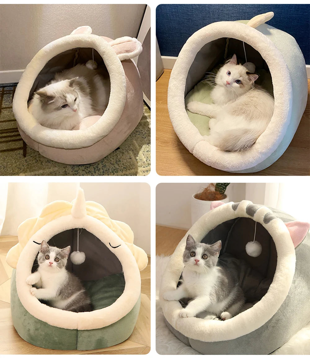 Cozy & Charming Deep Sleep Cat Bed - Foldable, Removable, and Washable Sleeping Mat for Your Feline Friends