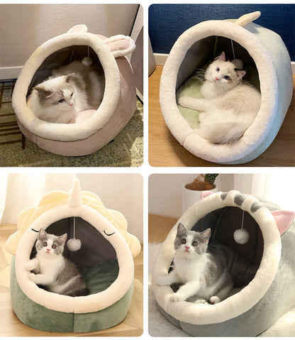 Cozy & Charming Deep Sleep Cat Bed - Foldable, Removable, and Washable Sleeping Mat for Your Feline Friends